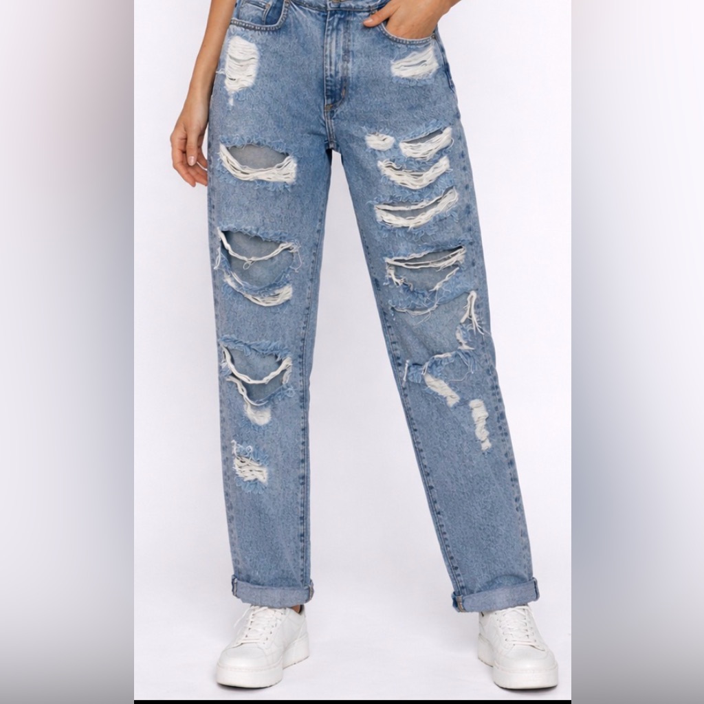 Rare! Carmar Lf No Waistband Frayed Distressed Ripped Boyfriend Jeans Size 27